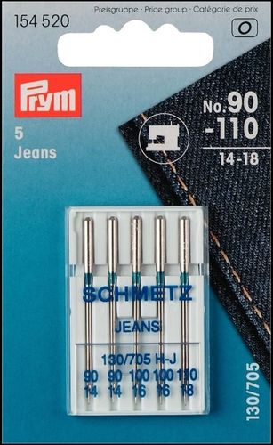 Prym Nähmaschinennadeln Jeans 130/705  90-110 5er-Sortiment