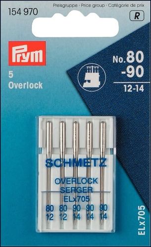Prym Nähmaschinennadeln Overlock ELx/705  80 - 90  5er-Sortiment