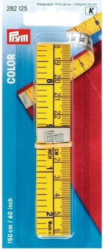 Prym Tape measure with cm scale, 150 cm, cm & inch, yellow